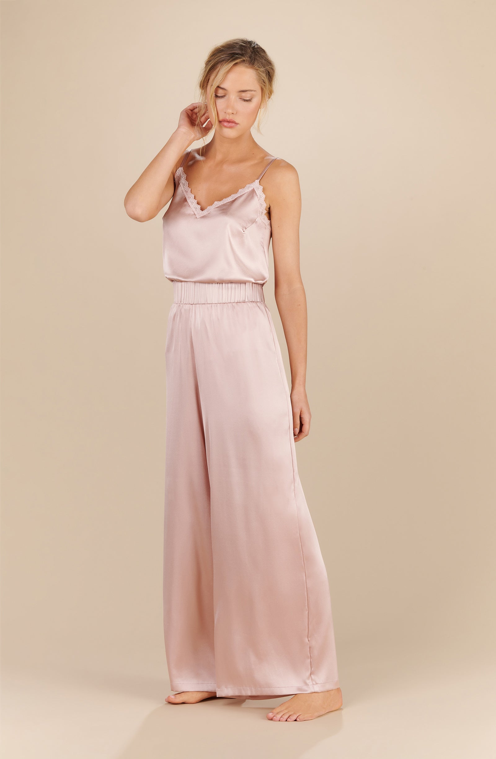elfy powder pink silk camisole