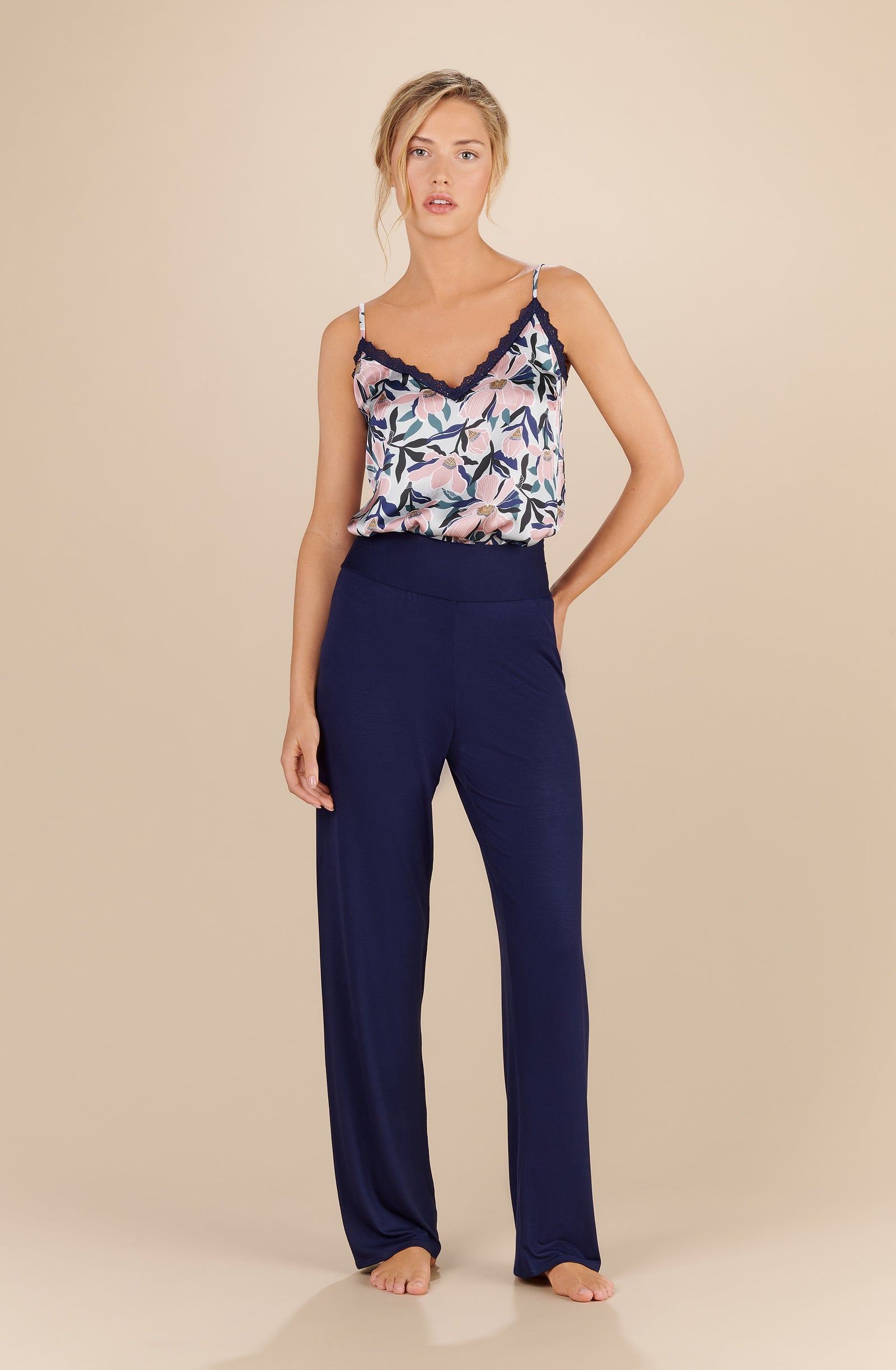 elfy magnolia print satin camisole