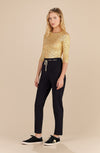 hailey Black trousers with golden drawstring