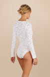 myldi Foam white lace and Lurex bodysuit, V-neck