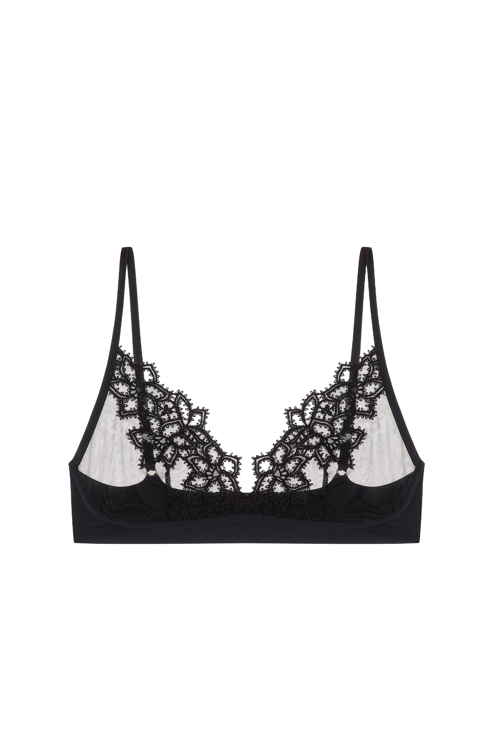 santos Black tulle bra with embroidery