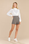 sutton TWEED EFFECT print high-waisted shorts
