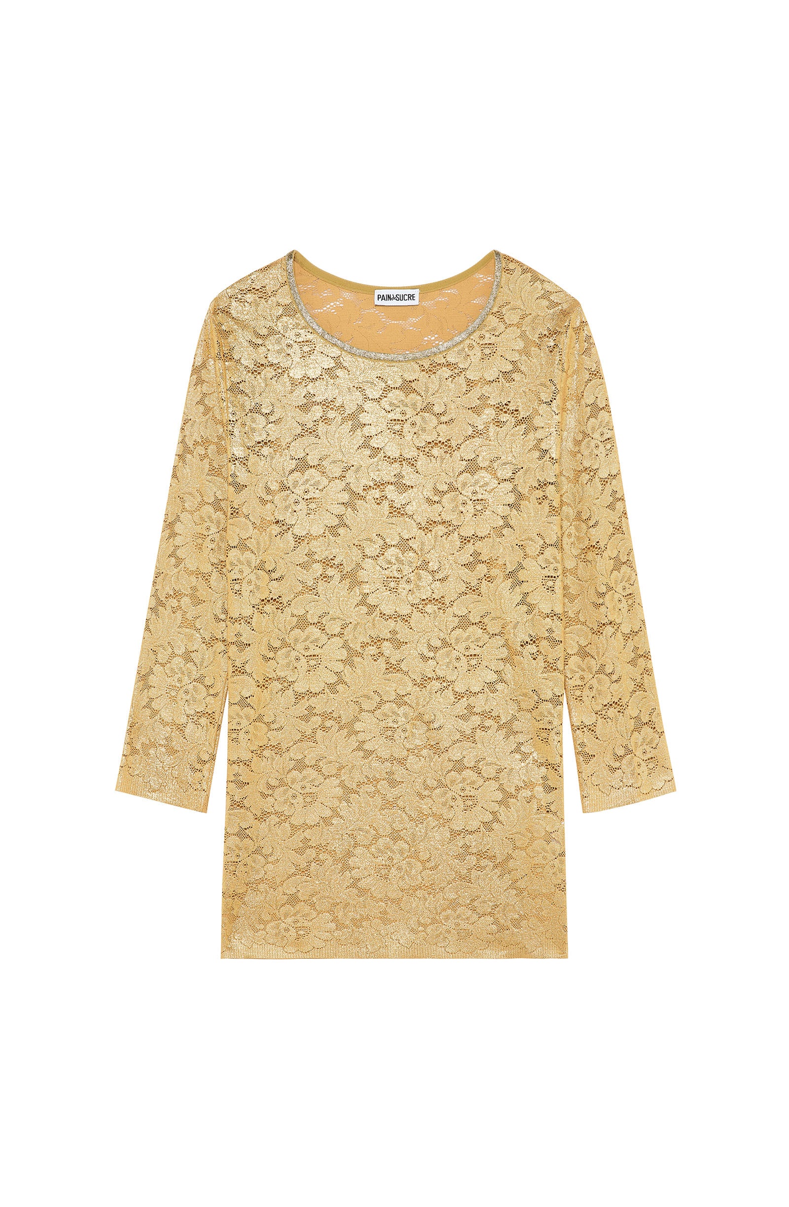 troy GOLD lacquered lace top