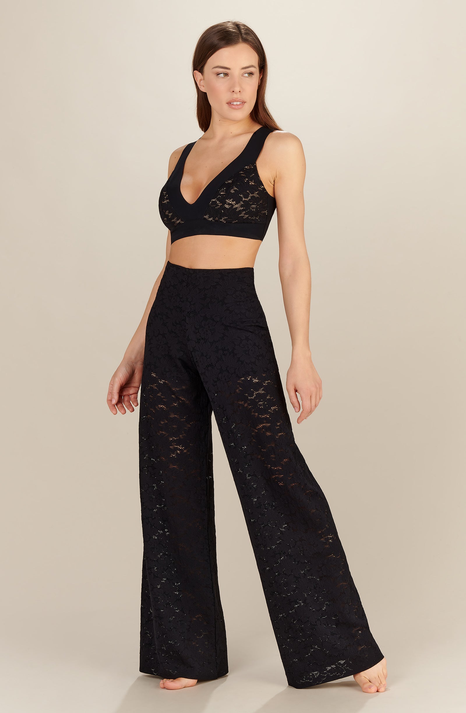 mali loose black lace trousers