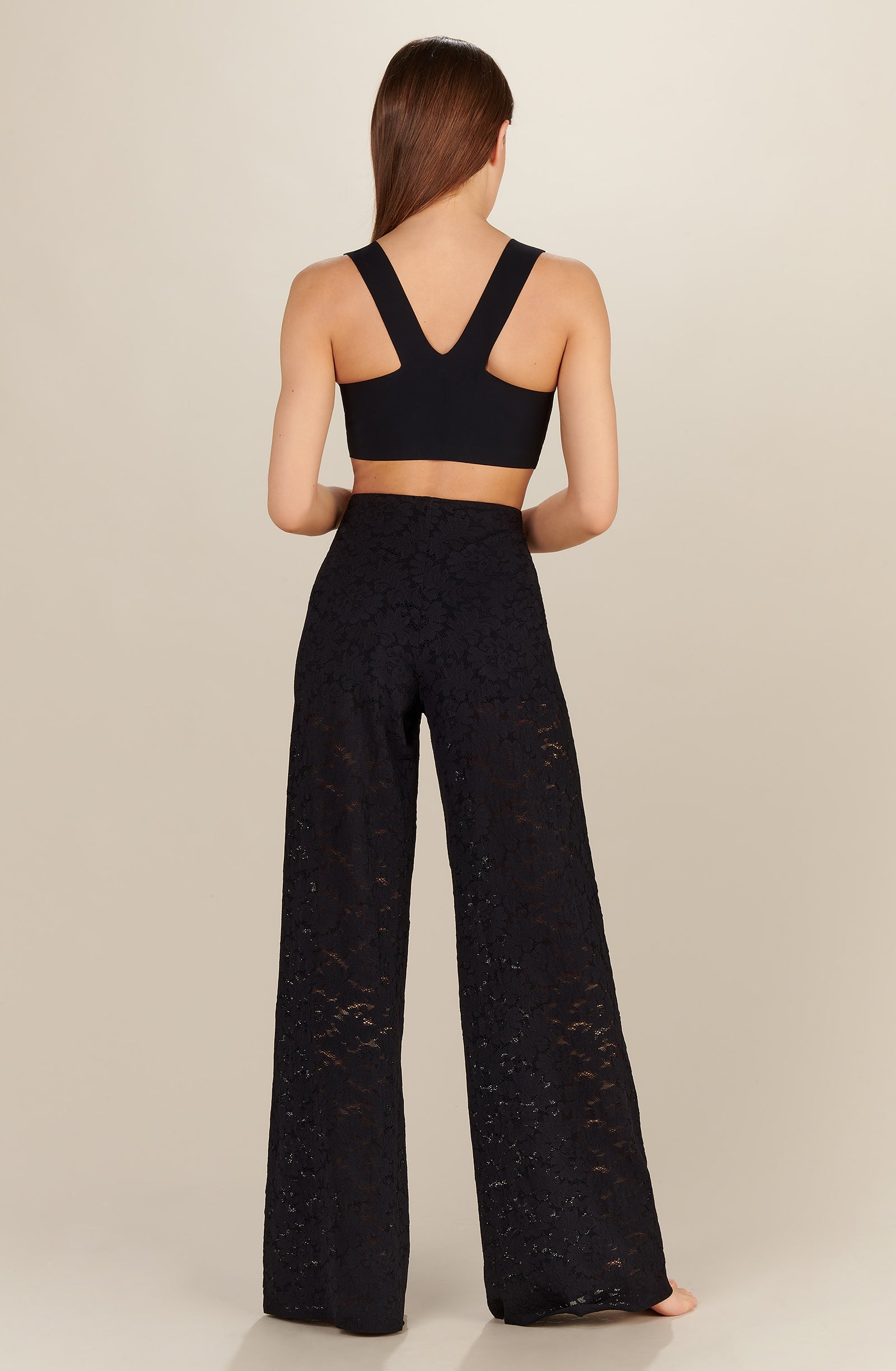mali loose black lace trousers