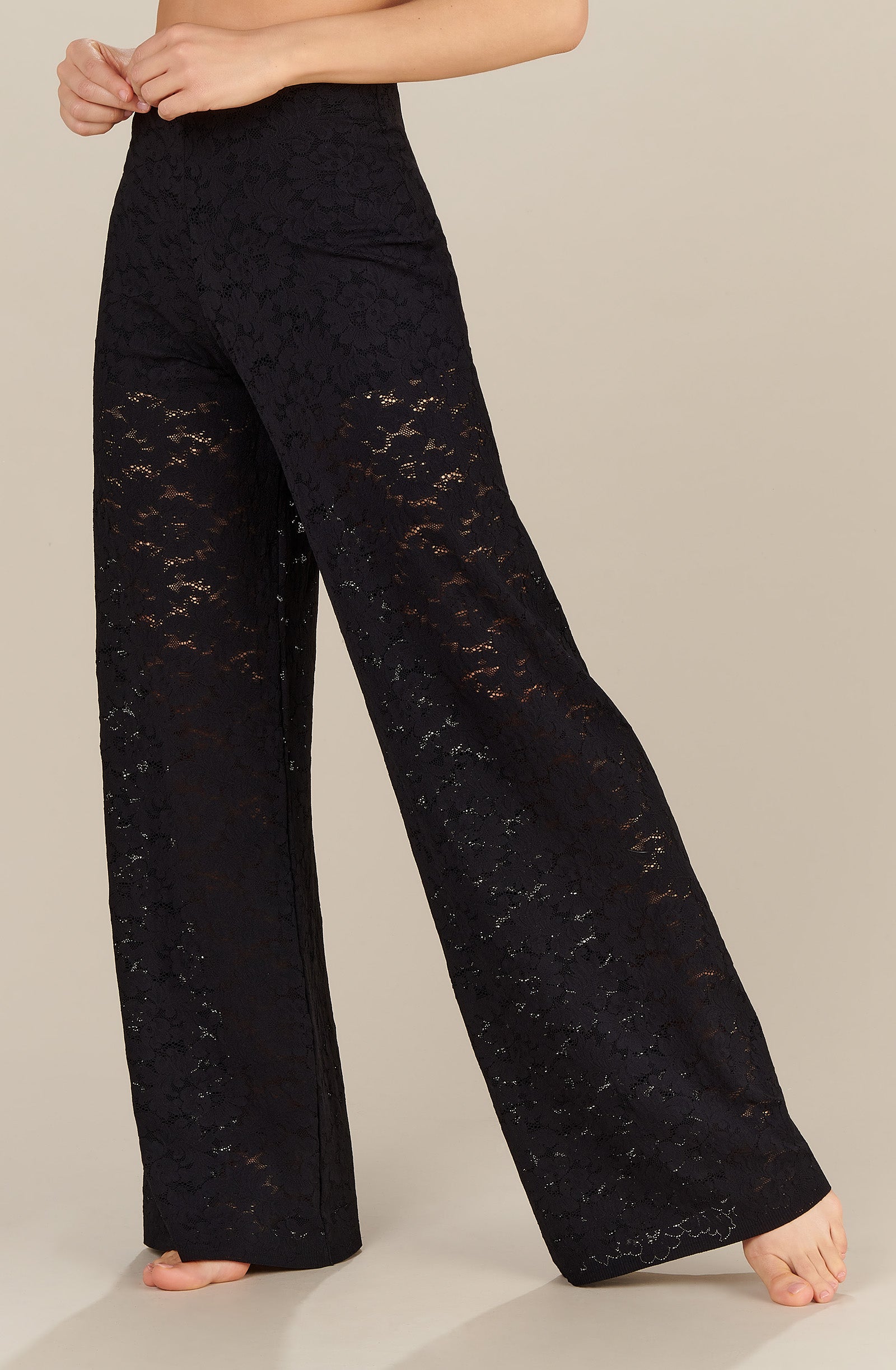 mali loose black lace trousers